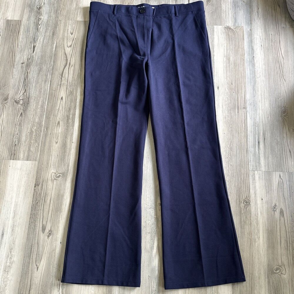 Betabrand Wide Leg Flare Blue Yoga Pull On Elastic Waist Dress Pants Size 2XL